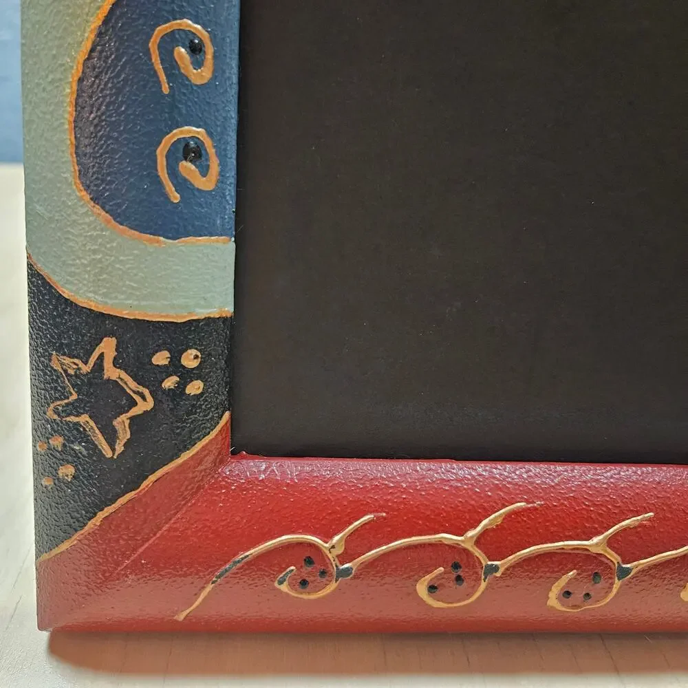 Vintage 1990s Hand-painted Photo Frame for 5